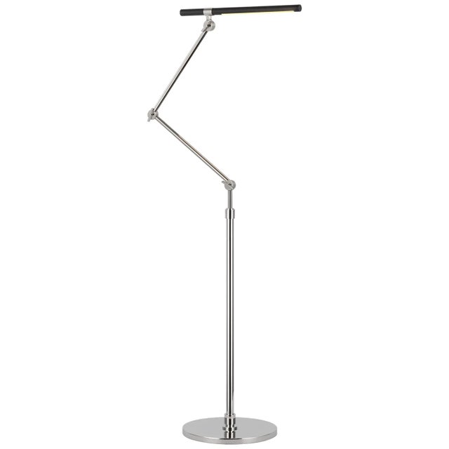 Ian K. Fowler by Visual Comfort Signature Heron Medium Adjustable Floor Lamp in Polished Nickel and Matte Black For Sale