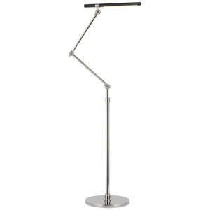 Ian K. Fowler by Visual Comfort Signature Heron Medium Adjustable Floor Lamp in Polished Nickel and Matte Black