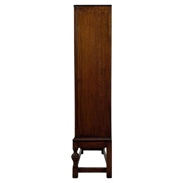 Antique English Oak Glazed Display Cabinet, 1900s For Sale - Image 11 of 12