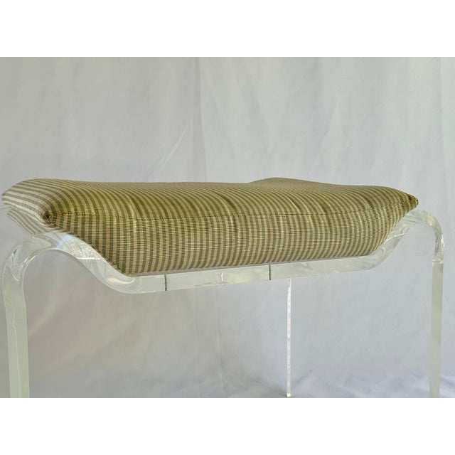 Karl Springer 1970’s Karl Springer Style Bent Lucite Stool For Sale - Image 4 of 12