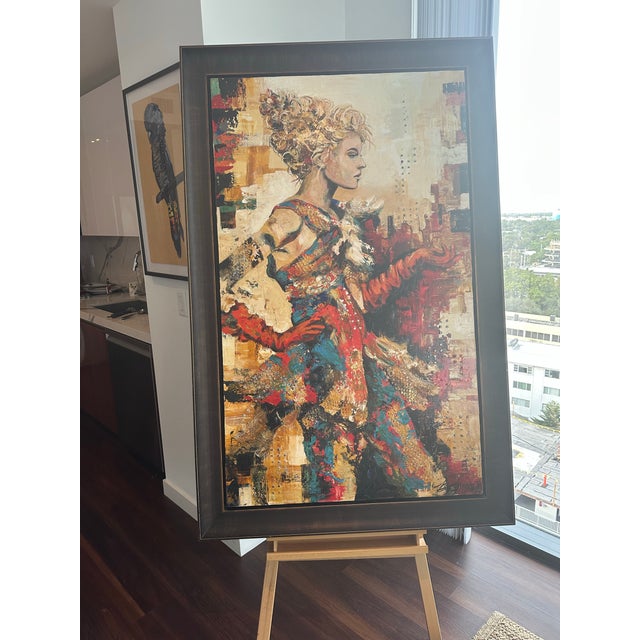 Contemporary Céline Brossard Original Mixed-Media Painting – “Coiffe Galante” – 60” × 36” For Sale - Image 3 of 12