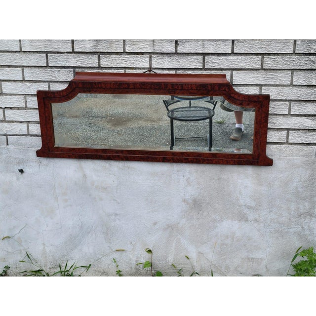 French 19th Century French Empire Walnut Figure Vener Hallway Wall Mirror. For Sale - Image 3 of 18