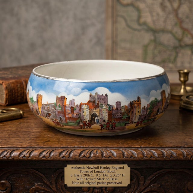 An architectural anchor for the serious collector. This substantial centerpiece bowl is executed in heavy-gauge Antique...