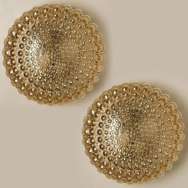 Amber Glass Wall Lights by Helena Tynell for Glashütte Limburg, Set of 2 For Sale - Image 14 of 16