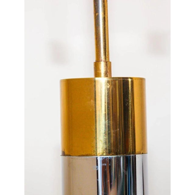 Vintage 1970s Mid-Century Italian Bicolor Chrome and Brass Tall Floor Lamp For Sale In Palm Springs - Image 6 of 12