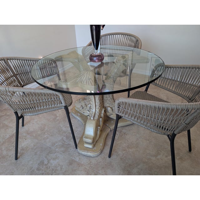 Vintage Hollywood Regency Carved Wood Koi Table For Sale - Image 4 of 4
