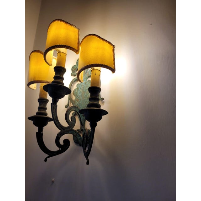 Bronze Wall Lamps, Italy, 1940s, Set of 2 For Sale - Image 4 of 11