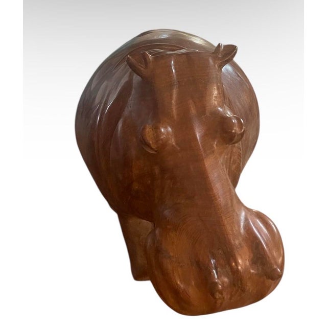 2000 - 2009 Hand-Carved Monumental Solid Wood Hippopotamus Sculpture For Sale - Image 5 of 6