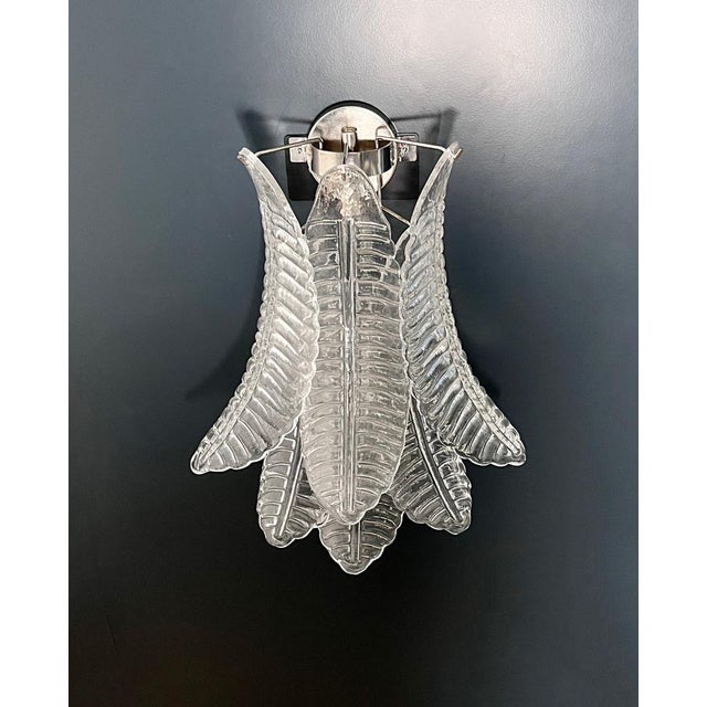 Vintage Murano Trasparent Felci Wall Sconces, 1990s, Set of 2 For Sale - Image 11 of 17