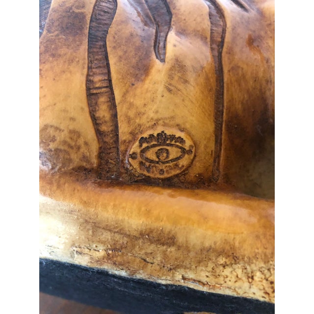 Gold 1950’s Mid Century Marwal Chalk Ware Tiger Cub Statue For Sale - Image 8 of 11