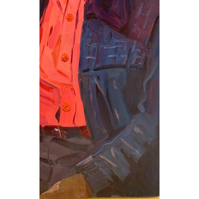 1970s Soviet Man Portrait, Large Antique Oil Painting, 1970s Ukrainian Art 111-69 For Sale - Image 5 of 6