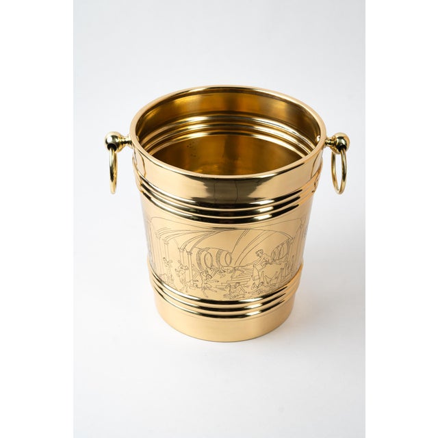 Champagne bucket around 1920s ( Devil motivs ) Brass polished and stove enameled