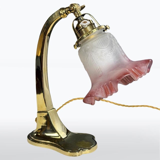 Art Nouveau Brass Table Lamp, Bohemia, 1910s For Sale - Image 6 of 6