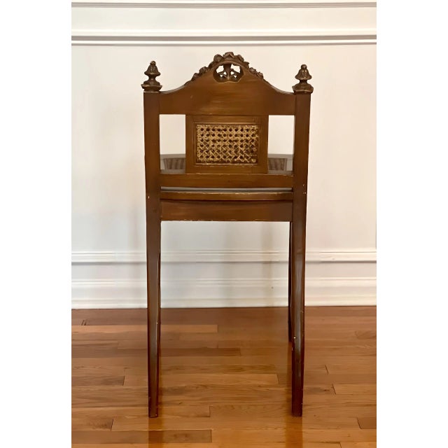 1920s French Louis XVI Style Caned Seat and Back Carved Oak Vanity Chair For Sale - Image 9 of 12