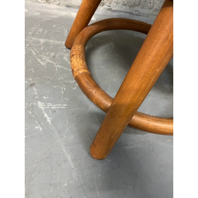 1970s Bamboo Rattan Wicker Swivel Footstool /Ottoman in the Paul Frankl's Style For Sale - Image 9 of 12