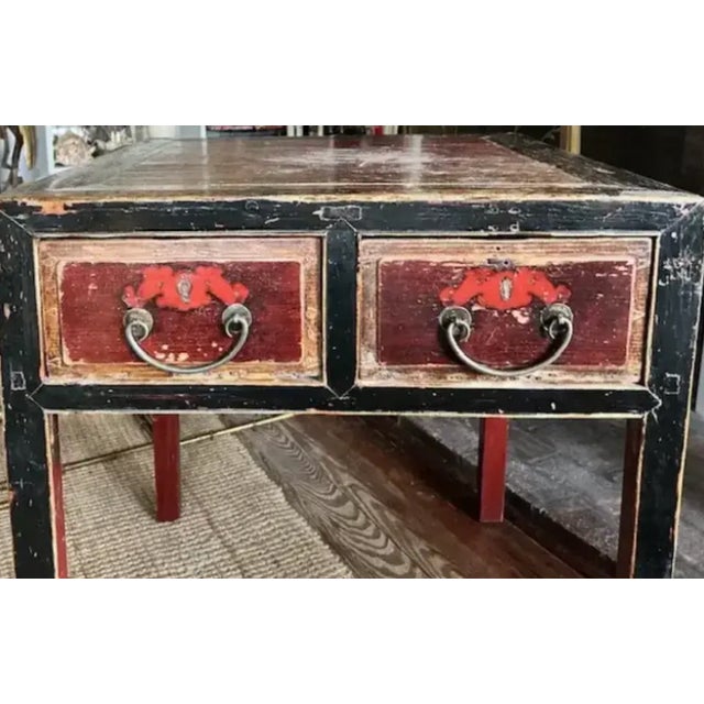 Asian Antique Antique Asian Desk With Original Old Painted Surface For Sale - Image 3 of 8