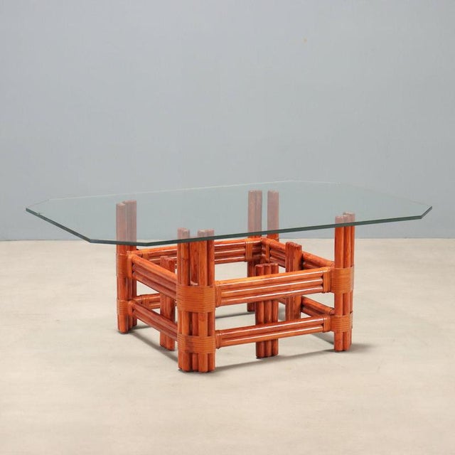 Red Bamboo Coffee Table, 1980s For Sale - Image 10 of 10