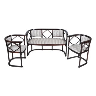 Art Nouveau Seating Set in Beech from J.F.M. Hoffmann, Austria, 1910s, Set of 3 For Sale