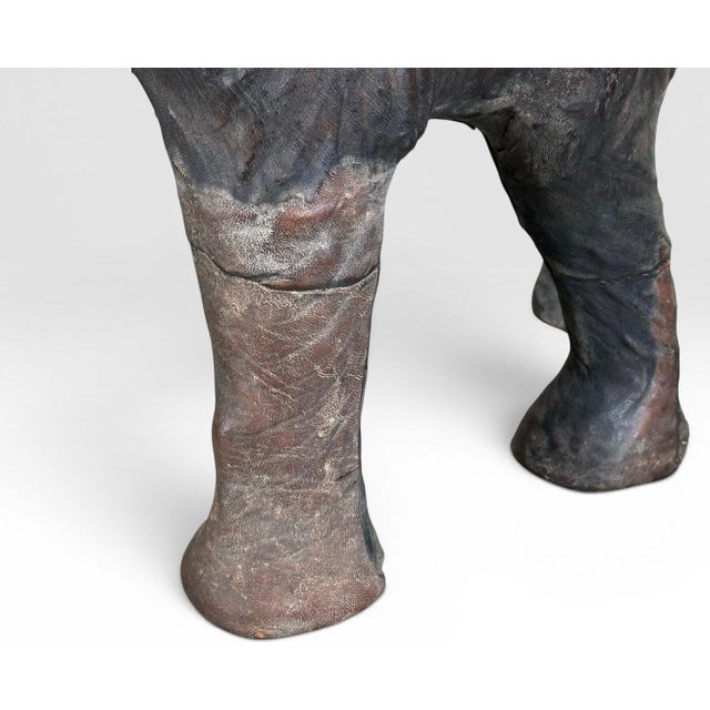 Vintage Mid-Century Leather-Wrapped Elephant Floor Sculpture For Sale - Image 13 of 15