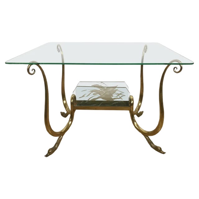 Brass Glass Coffee Table For Sale