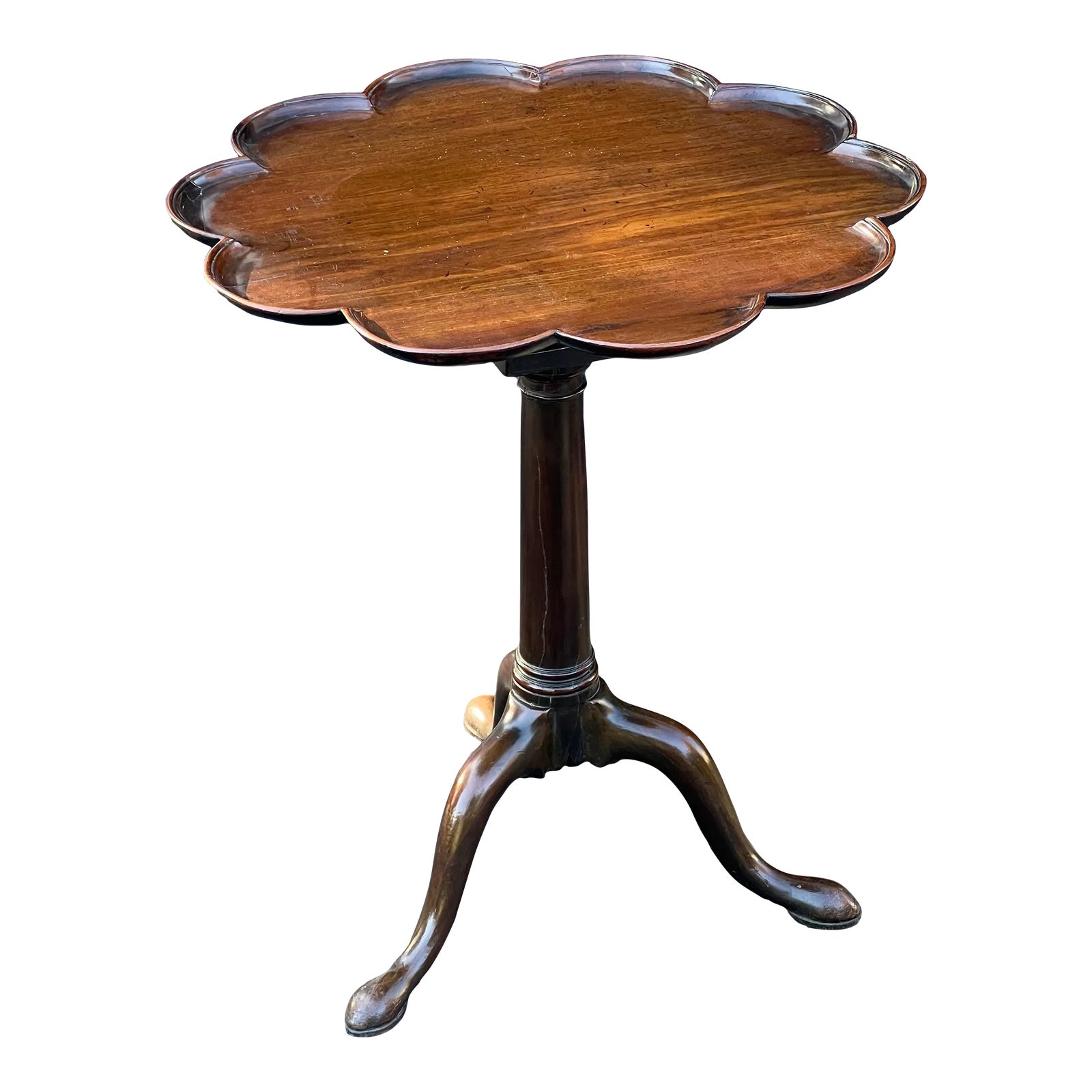 Antique Scalloped Birdcage Tilt Top Table | Chairish