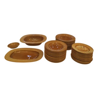 Terracotta Colored Ceramic Margherita Dinner Service by Antonia Campi for Richard Ginori, Italy, 1960s, Set of 57 For Sale