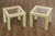 High Quality Vintage Pair Of Hollywood Regency Style White Lacquer End Tables Featuring Inset Glass Tops And Decorative...