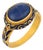 Vintage 4.70 Carat Sapphire 22k Yellow Gold Enamel Ring, Size 7 For Sale