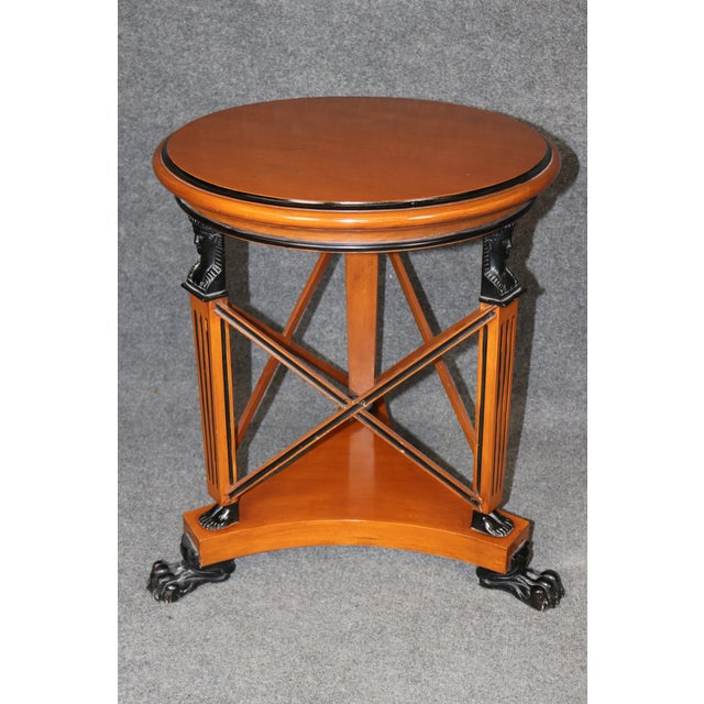 Pair of Egyptian Revival French Empire Ebonized Birch Figural End Tables For Sale - Image 10 of 11