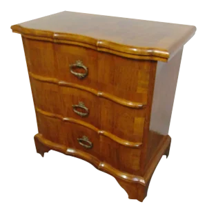 Italian Burl Walnut Serpentine Nightstand