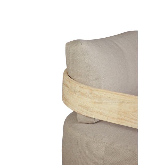 Modern Eclipse Outdoor Solid Teak Wood Chair Natural Look - Gray Fabric For Sale - Image 3 of 11