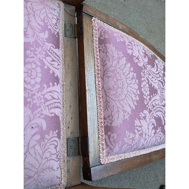 Early 20th Century Antique Pink Silk Reclining Murphy Chair Stick and Ball With Gout Chair For Sale - Image 10 of 12
