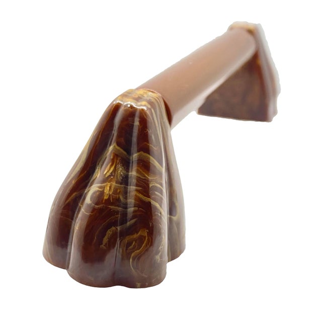 Art Deco 1940s Plastic Brown Marbled Cabinet Handle For Sale - Image 3 of 6