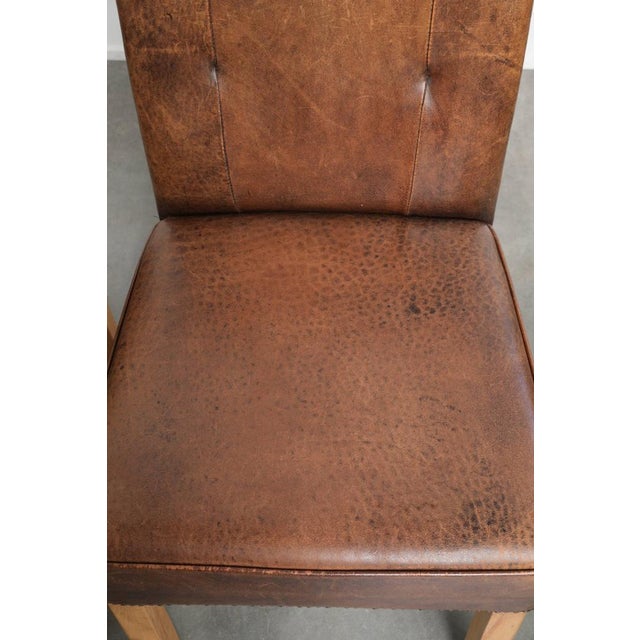 Animal Skin Large Sheepskin Dining Chairs in Dark Cognac, 1940s, Set of 4 For Sale - Image 7 of 14