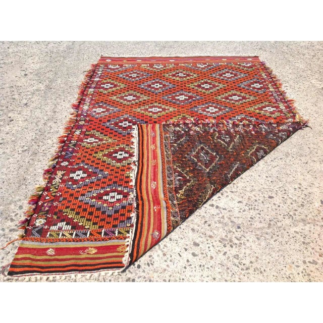 Red Vintage Handwoven Turkish Kilim Rug - 6' X 9'4", X For Sale - Image 8 of 8