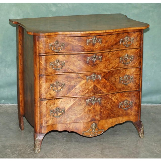 Antique George III Ormolu Mounted Burr Yew Serpentine Commode, 1775 For Sale - Image 9 of 18