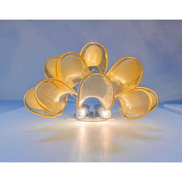 Vintage Italian Murano Wall Lights with Caramel Lattimo Glass Petals in the Manner of Mazzega, 1990, Set of 2 For Sale - Image 15 of 18