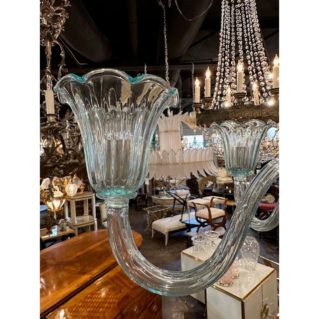 Murano Sky Blue Murano Chandelier For Sale - Image 4 of 7