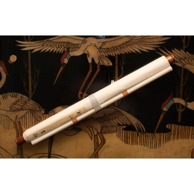 Showa Era Japanese Monochrome Watercolor Scroll Painting, "Bamboo Trees and Sparrows" For Sale - Image 11 of 12