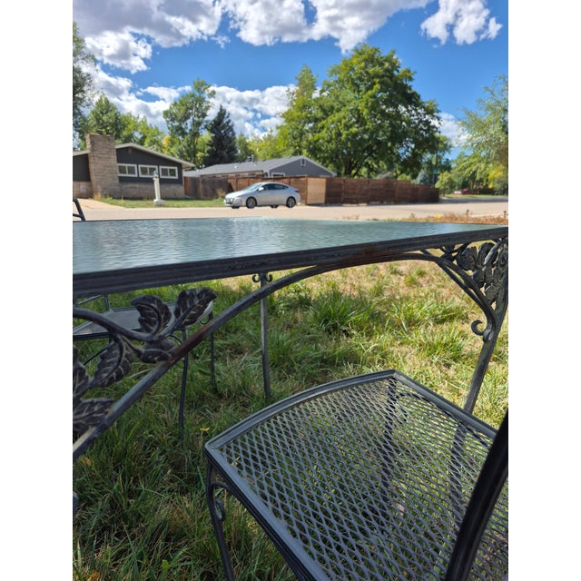 Vintage Wrought Iron Patio Set Attributed to Woodard Furniture's Orleans Collection For Sale - Image 12 of 13