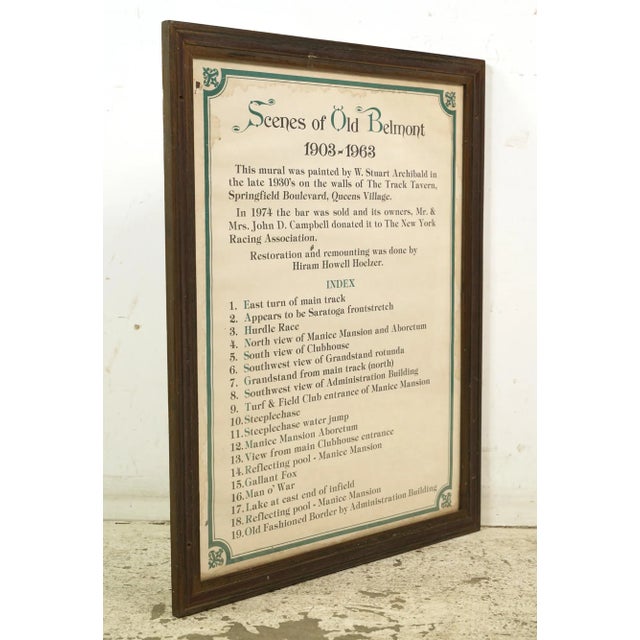 This piece was acquired from the racetrack Belmont Park in Elmont, New York. It lists 19 points of interest of a painted...