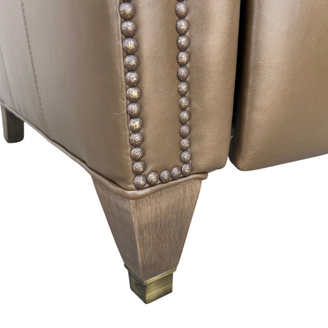 English Lee Industries Traditional Leather Recliner For Sale - Image 3 of 9
