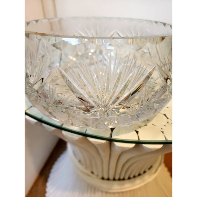 Traditional Vintage Crystal Cut Round Bowl For Sale - Image 3 of 12