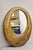 Vintage Organic Modern Laminated Bulbous Sculpted Hardwood Round Wooden Mirror, Signed Schwab. Circa Late 20th Century....