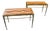 Two 1950s Mid-Century Modern Brass and Brown Velvet Rectangular Italian Stools For Sale