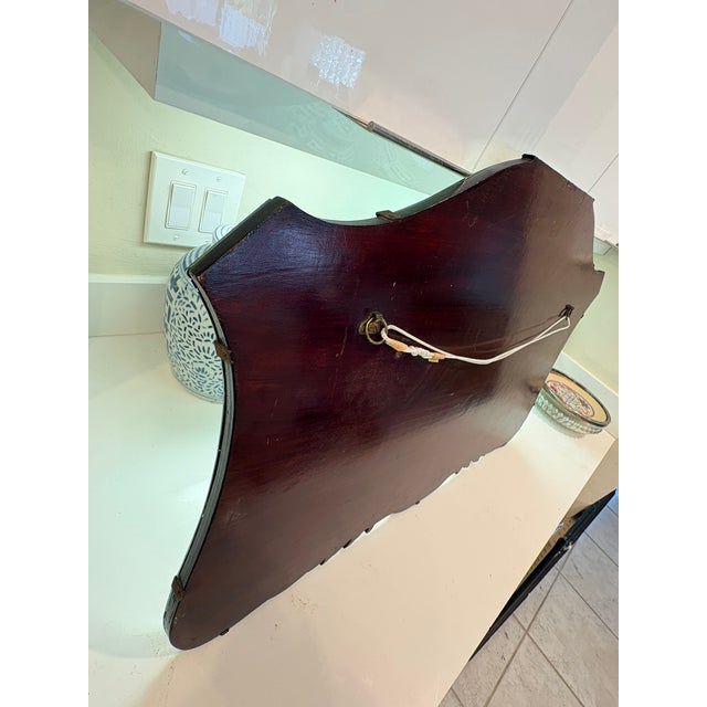 Antiqued Shield Wall Mirror With Carved Scroll Wood Accents For Sale - Image 13 of 15