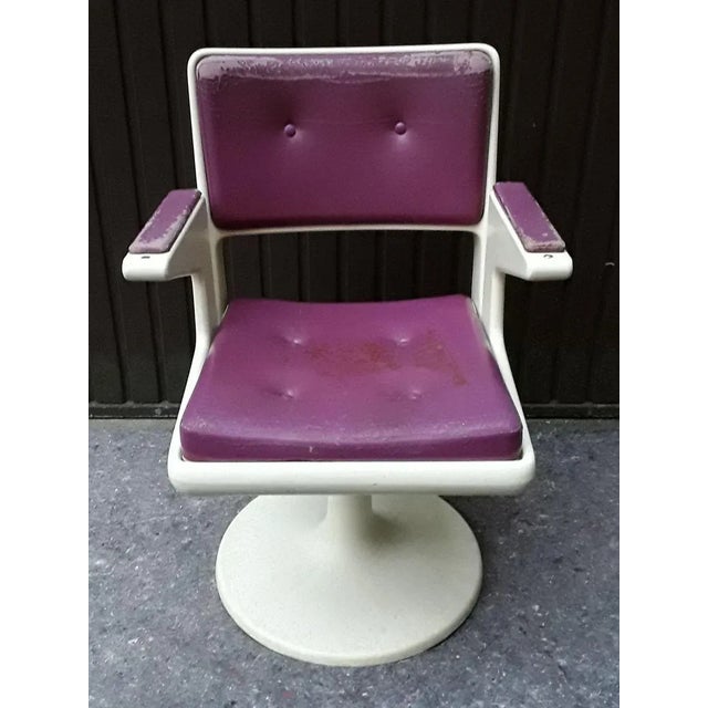 Desk Chair with Purple & White Plastic on Tulip Base, 1970s For Sale - Image 14 of 14