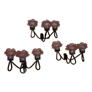 Vintage Brass Wall Lights, 1980s, Set of 3 For Sale
