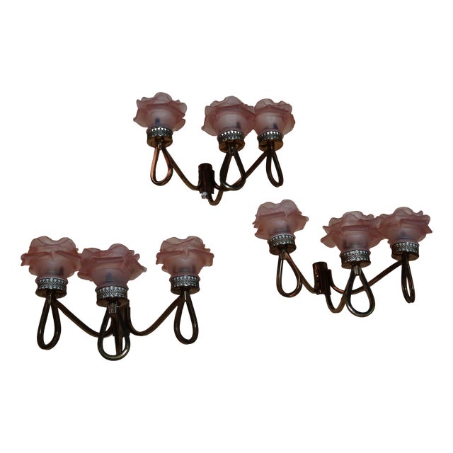 Vintage Brass Wall Lights, 1980s, Set of 3 For Sale