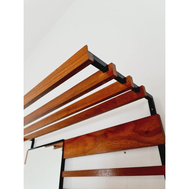 Mid-Century Modern German Wall Coat Rack with Mirror, 1960s For Sale - Image 10 of 11